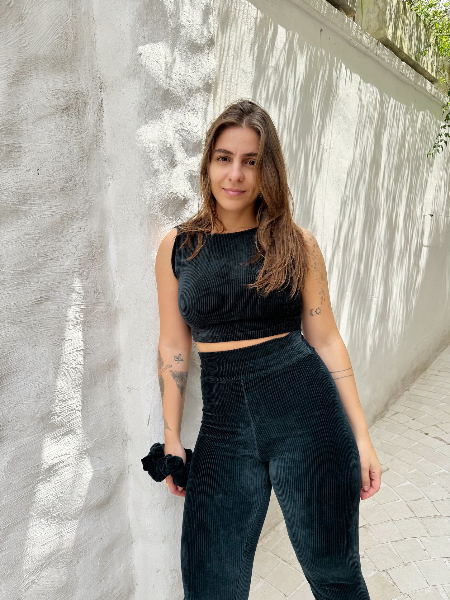 Calça Legging Cintura Alta de Veludo
