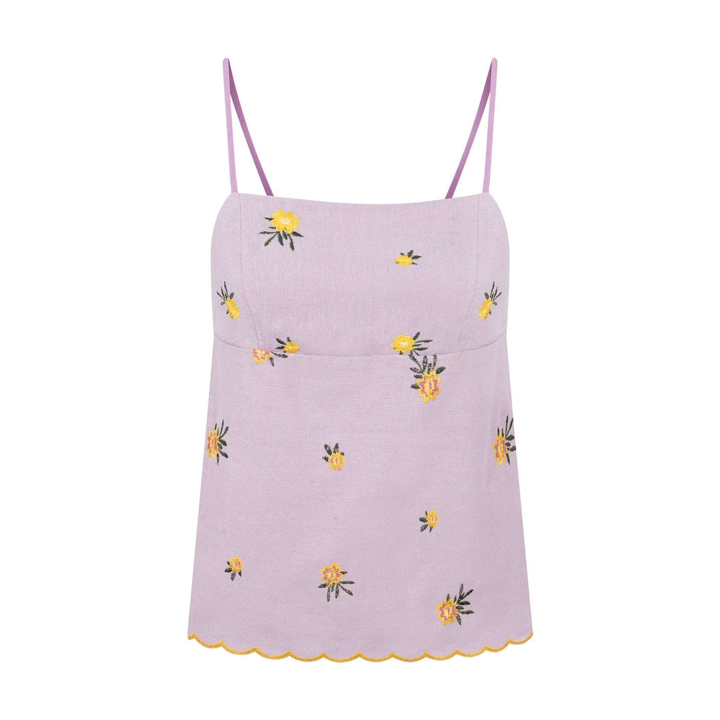 Blusa de linho bordado com amarrações rosê e amarelo