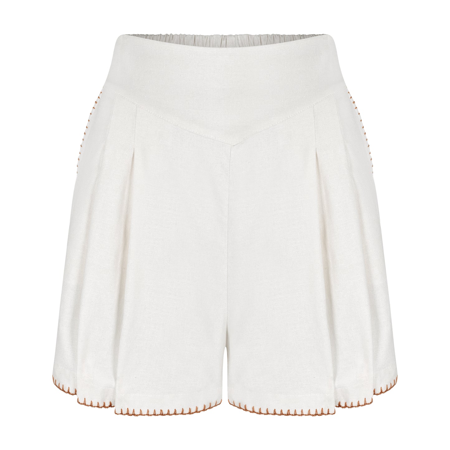 Shorts de Linho Branco com Crochê