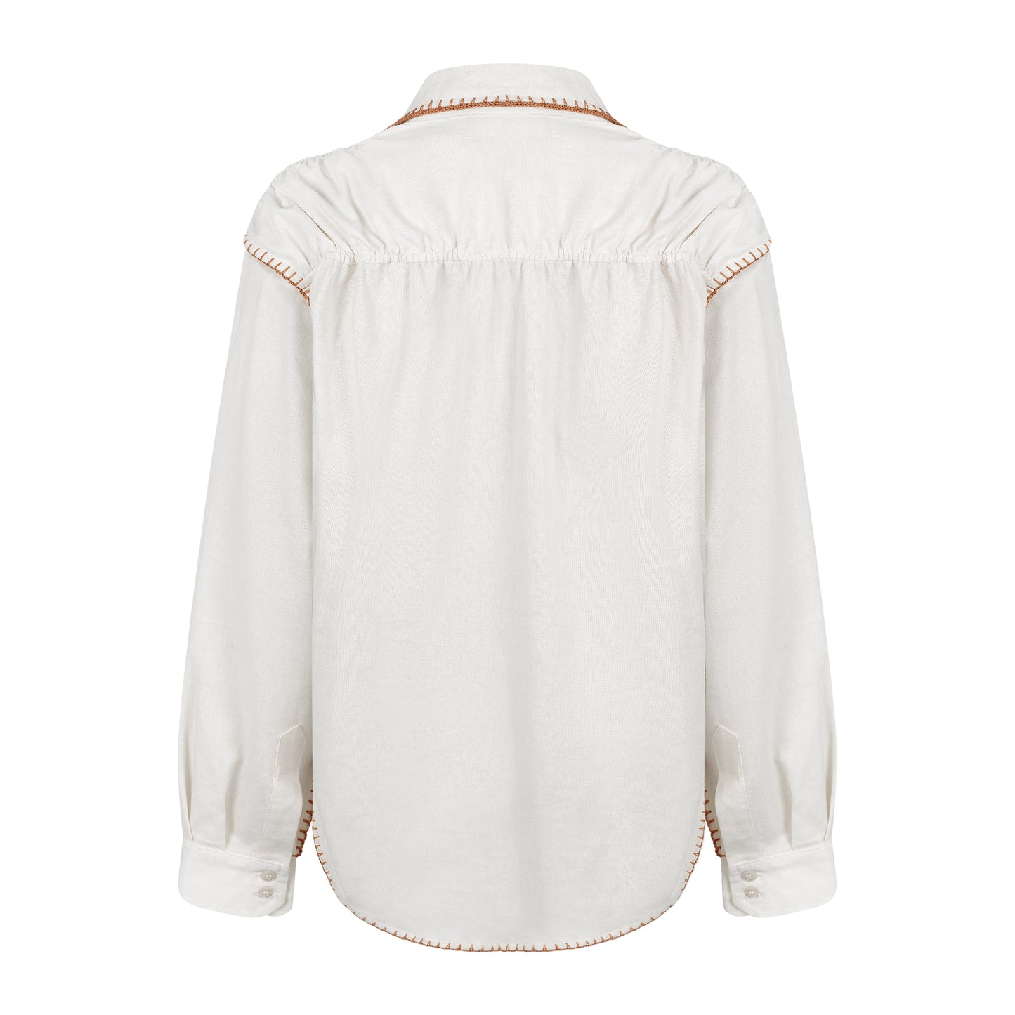 Camisa de Linho Branco com Crochê