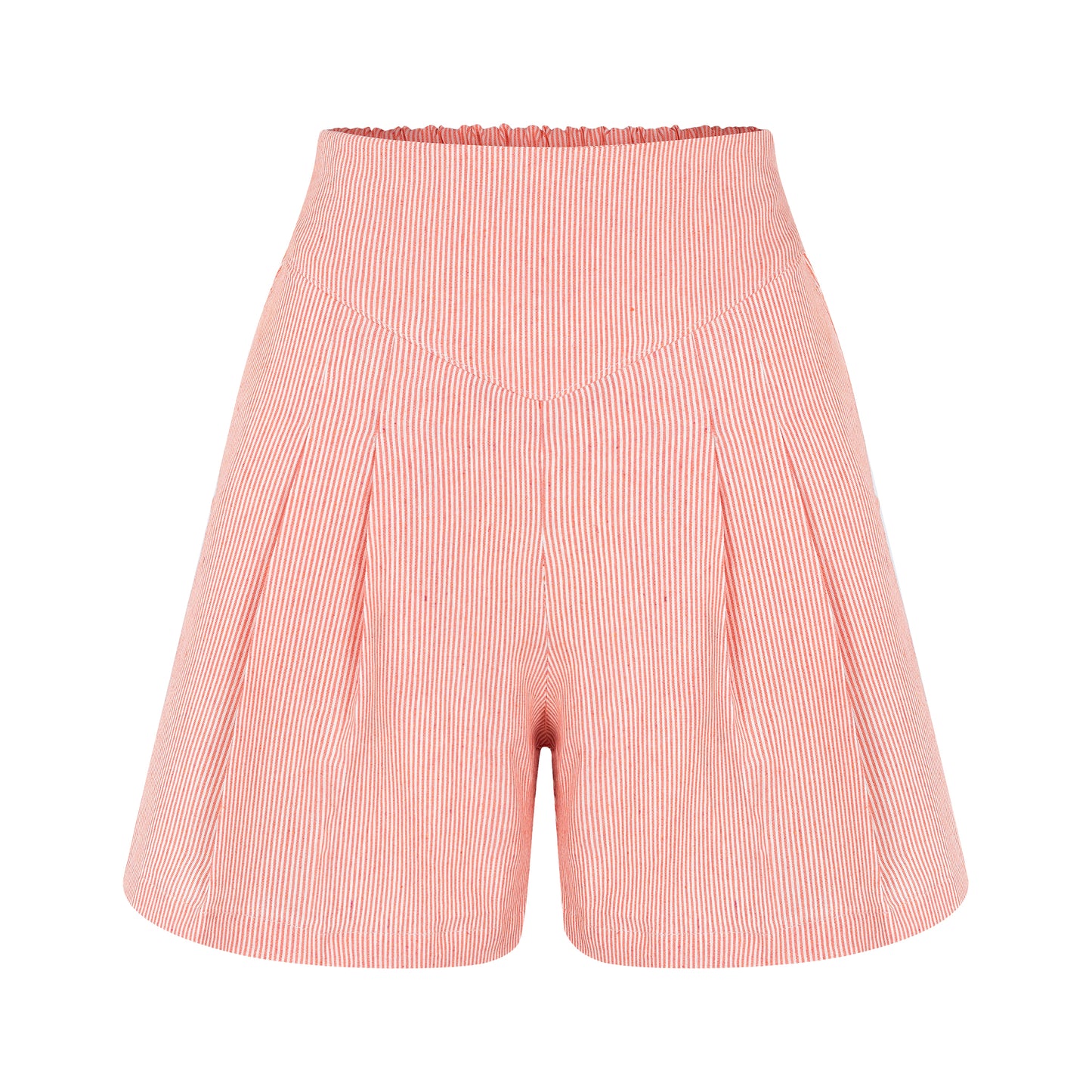 Shorts de Algodão Eco Listrado Laranja