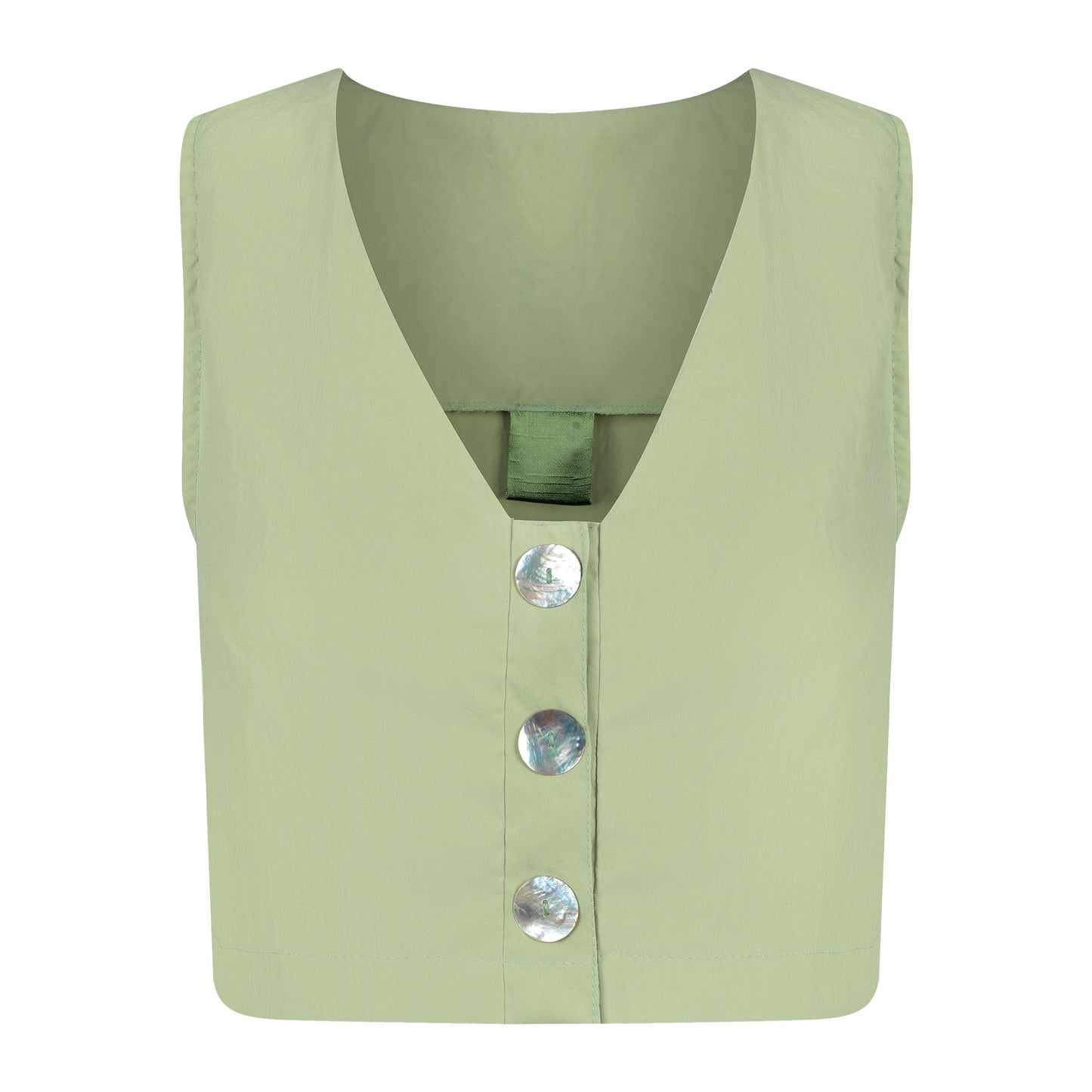 Blusa Regata com Botões de Madrepérola Verde