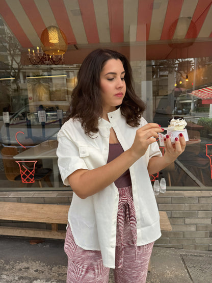 Camisa Manga Curta Sarja Off White