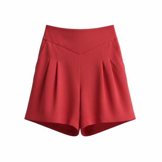 Shorts de Cintura Alta com Pregas