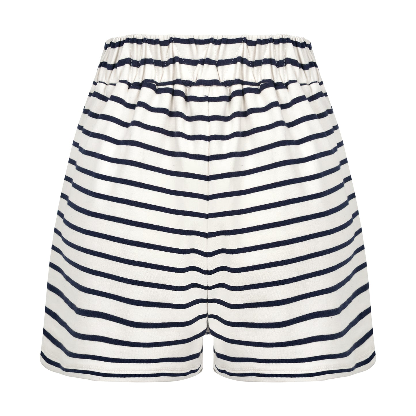 Shorts de Malha Listrado Branco e Azul Marinho