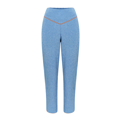 Calça Reta de Algodão Eco Azul e Laranja