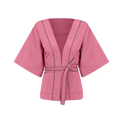 Kimono de Algodão Eco Rosa e Verde