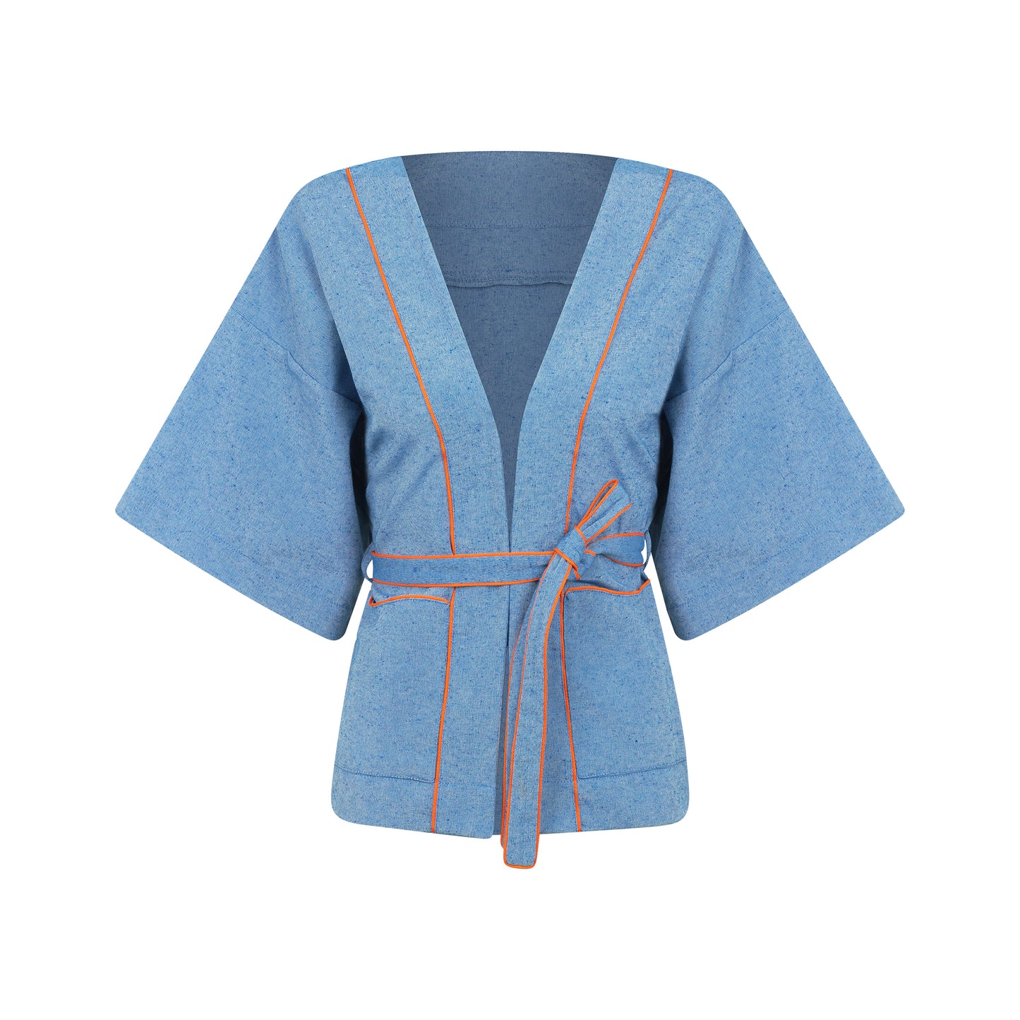 Kimono de Algodão Eco Azul e Laranja