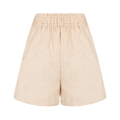 Shorts de Algodão Eco Listrado Areia