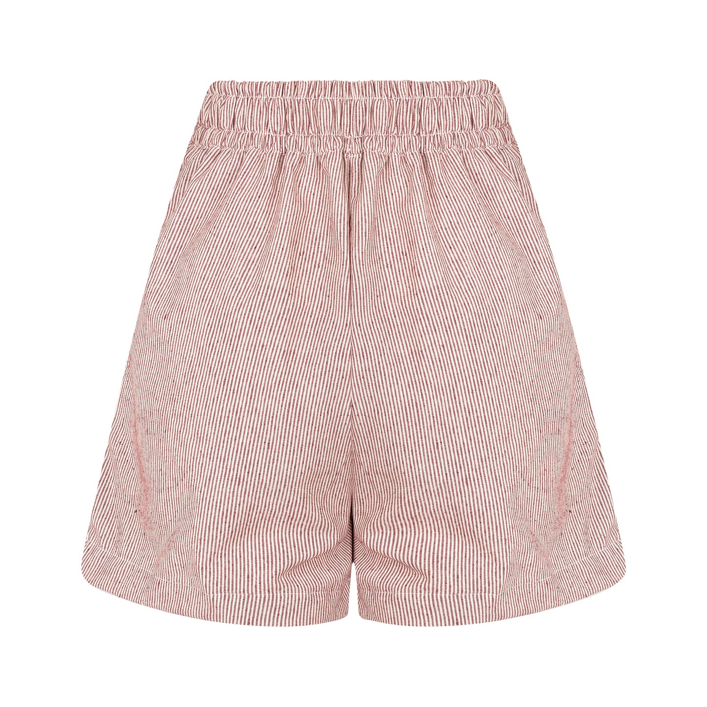 Shorts de Algodão Eco Listrado Bordô